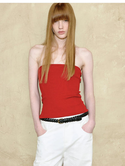 Multicolor Yangzi Wool High Elasticity Slimming Ribbed Tube Top