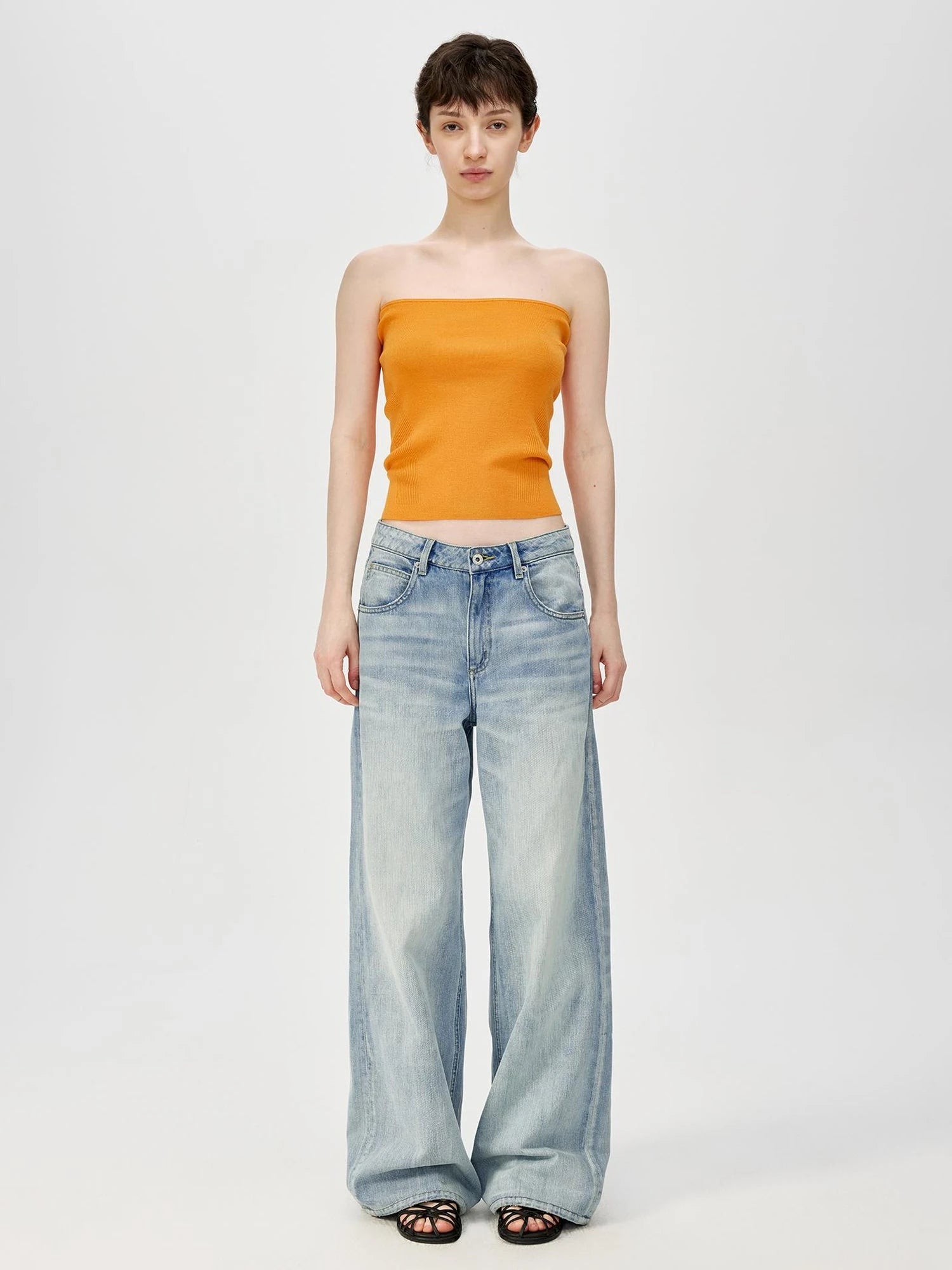 Multicolor Yangzi Wool High Elasticity Slimming Ribbed Tube Top