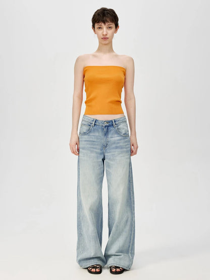 Multicolor Yangzi Wool High Elasticity Slimming Ribbed Tube Top