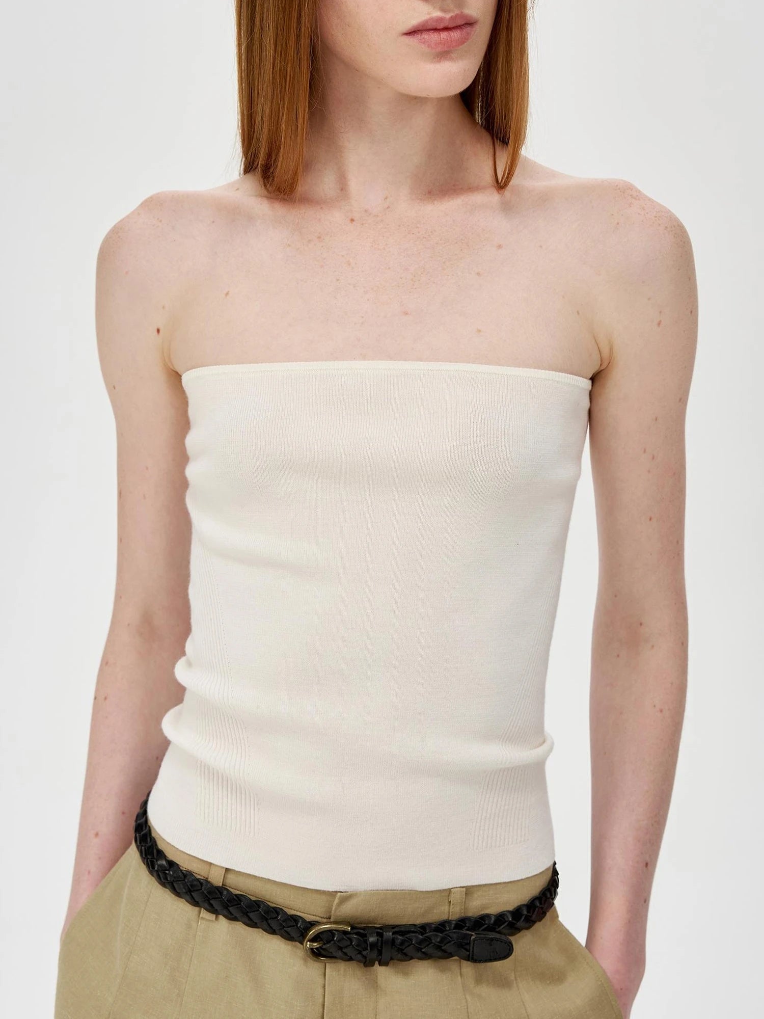 Multicolor Yangzi Wool High Elasticity Slimming Ribbed Tube Top