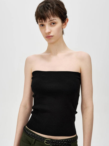 Multicolor Yangzi Wool High Elasticity Slimming Ribbed Tube Top