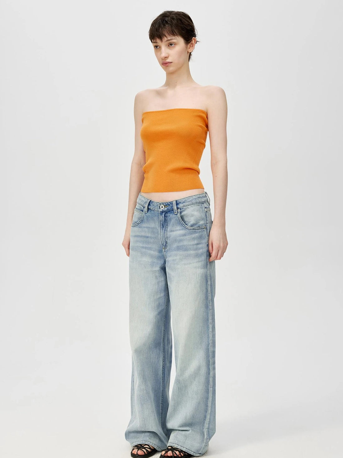 Multicolor Yangzi Wool High Elasticity Slimming Ribbed Tube Top