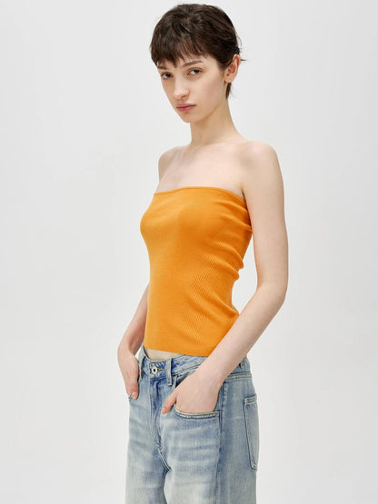 Multicolor Yangzi Wool High Elasticity Slimming Ribbed Tube Top