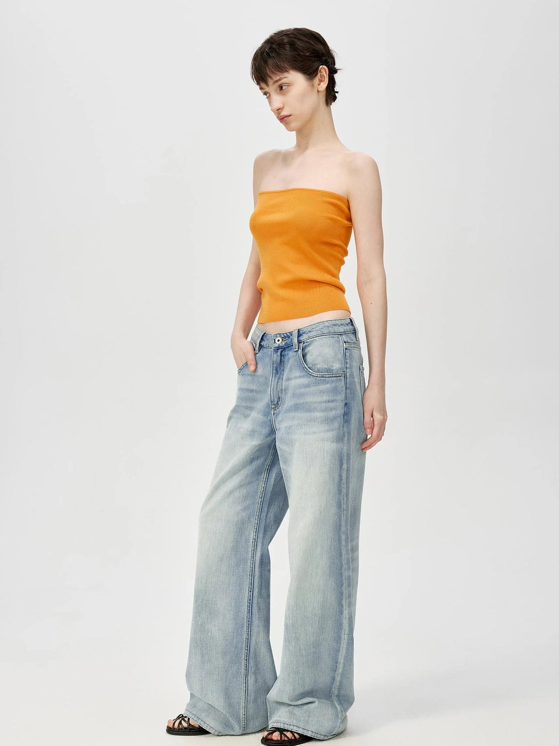 Multicolor Yangzi Wool High Elasticity Slimming Ribbed Tube Top