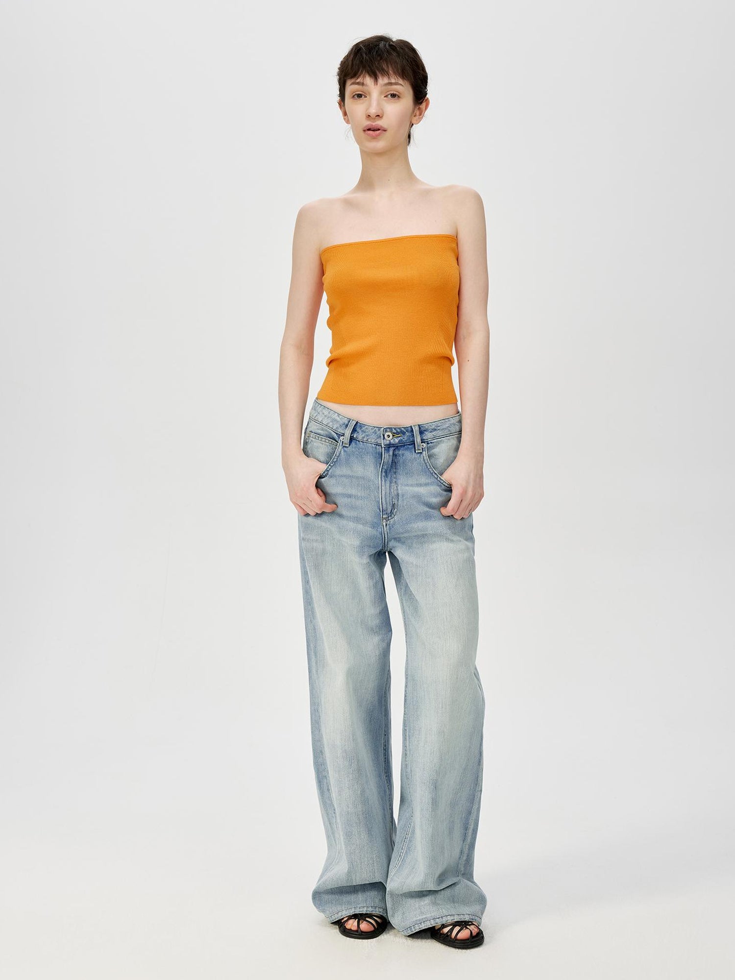 Northbutsouth Multicolor Yangzi Wool High Elasticity Slimming Ribbed Tube Top