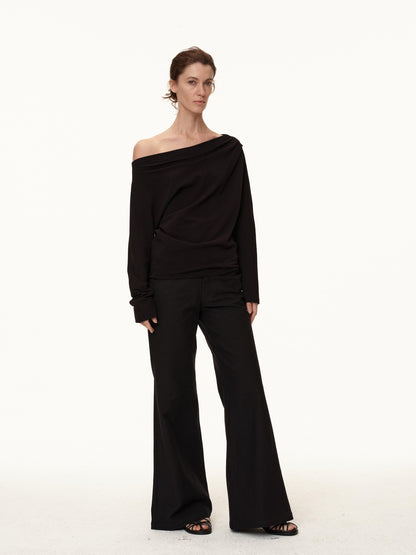 Northbutsouth Off Shoulder Top With Pleated Detail And Layered Hem