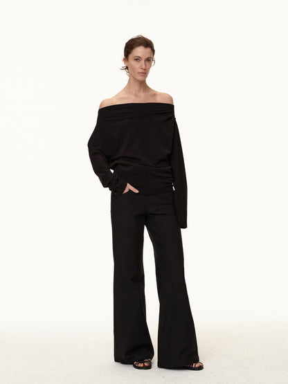 Northbutsouth Off Shoulder Top With Pleated Detail And Layered Hem