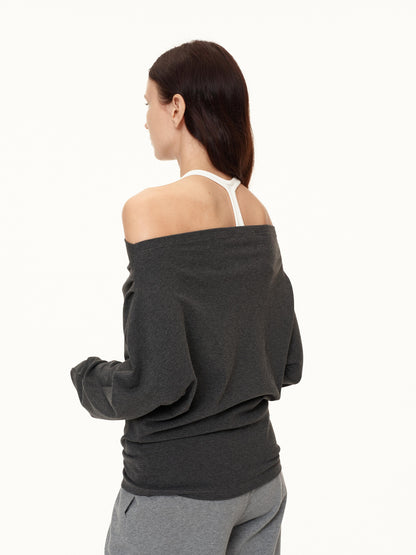 Northbutsouth Off Shoulder Top With Pleated Detail And Layered Hem