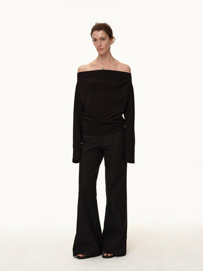 Northbutsouth Off Shoulder Top With Pleated Detail And Layered Hem