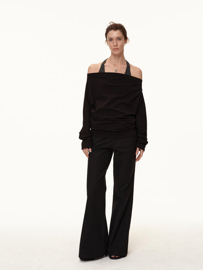 Northbutsouth Off Shoulder Top With Pleated Detail And Layered Hem