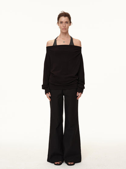 Northbutsouth Off Shoulder Top With Pleated Detail And Layered Hem