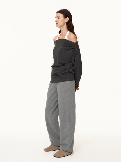 Northbutsouth Off Shoulder Top With Pleated Detail And Layered Hem