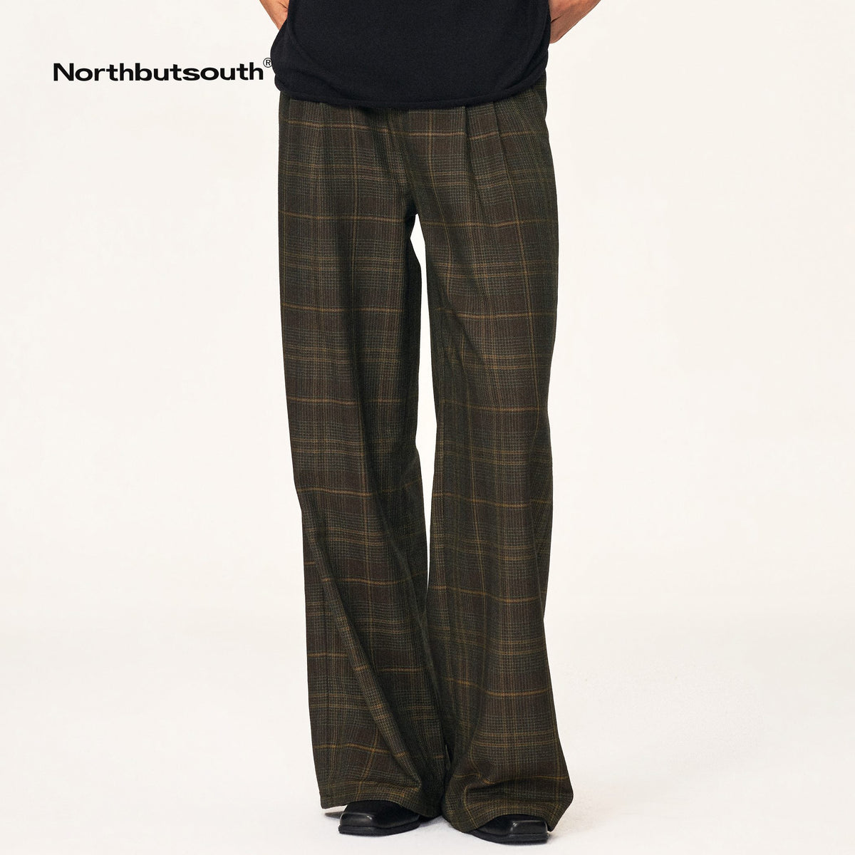 Northbutsouth_Plaid_Pleated_Mid_Low_Rise_Straight_Leg_Wool_Blend_Women&