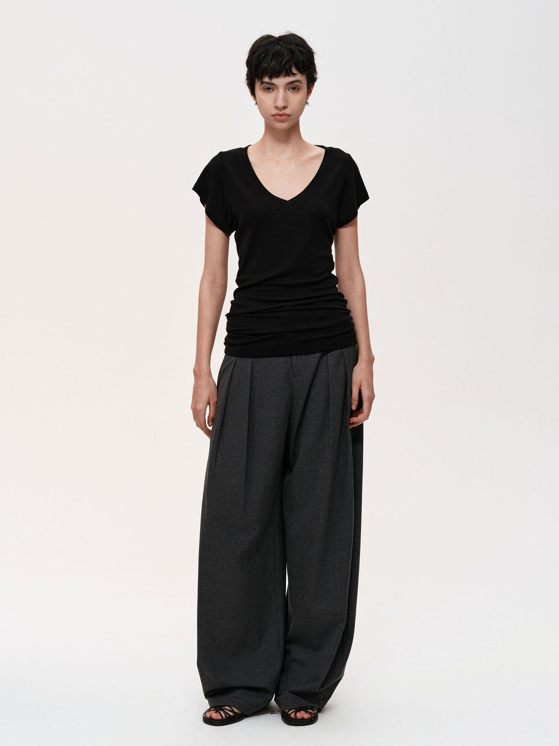 Northbutsouth Pleated Flowy Wide Leg Trousers