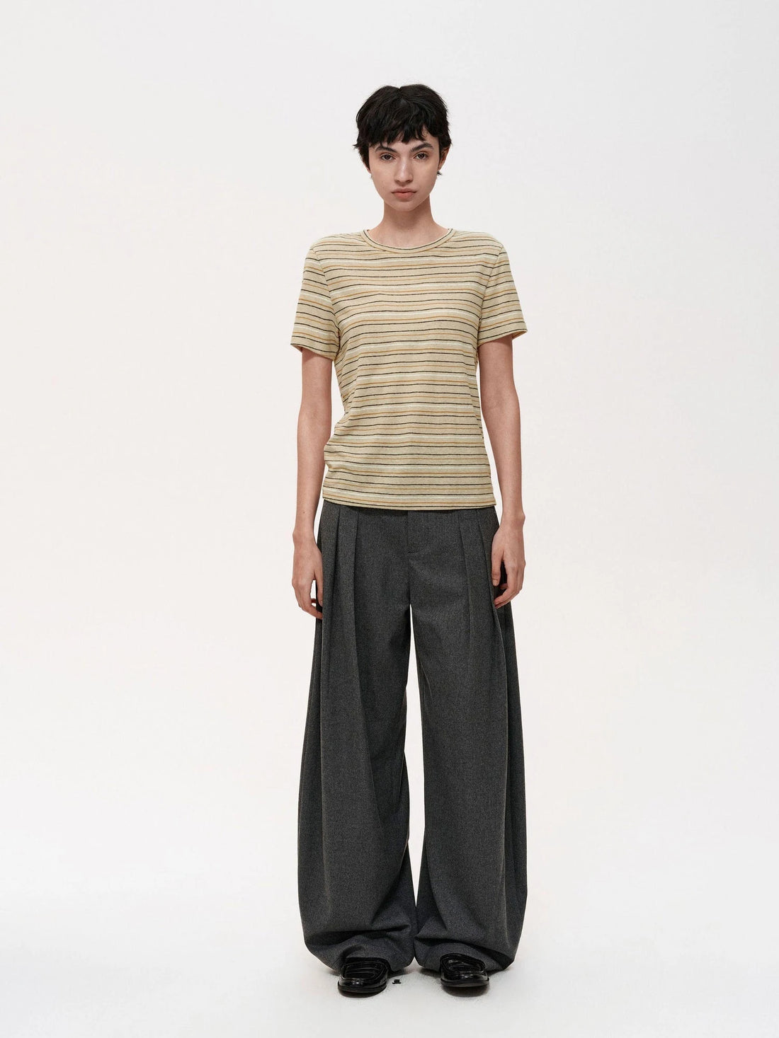 Pleated Flowy Wide Leg Trousers