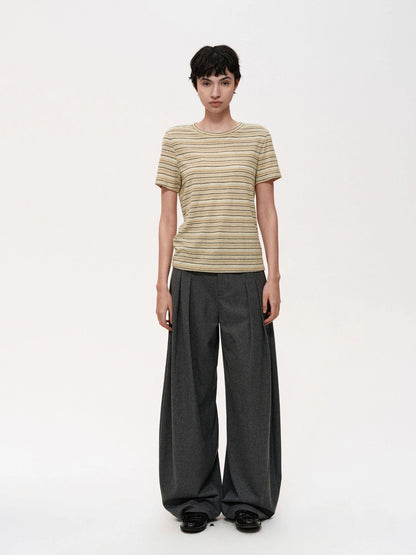Pleated Flowy Wide Leg Trousers