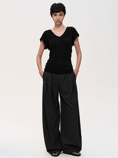 Northbutsouth Pleated Flowy Wide Leg Trousers