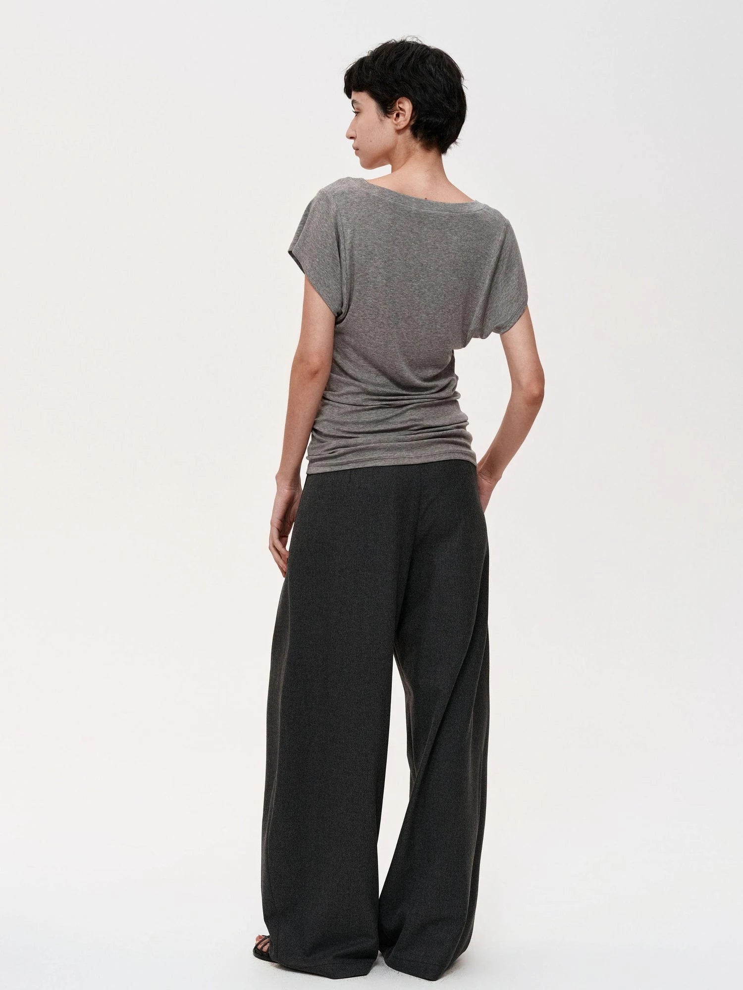 Pleated Flowy Wide Leg Trousers
