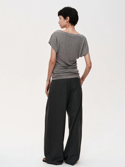 Pleated Flowy Wide Leg Trousers