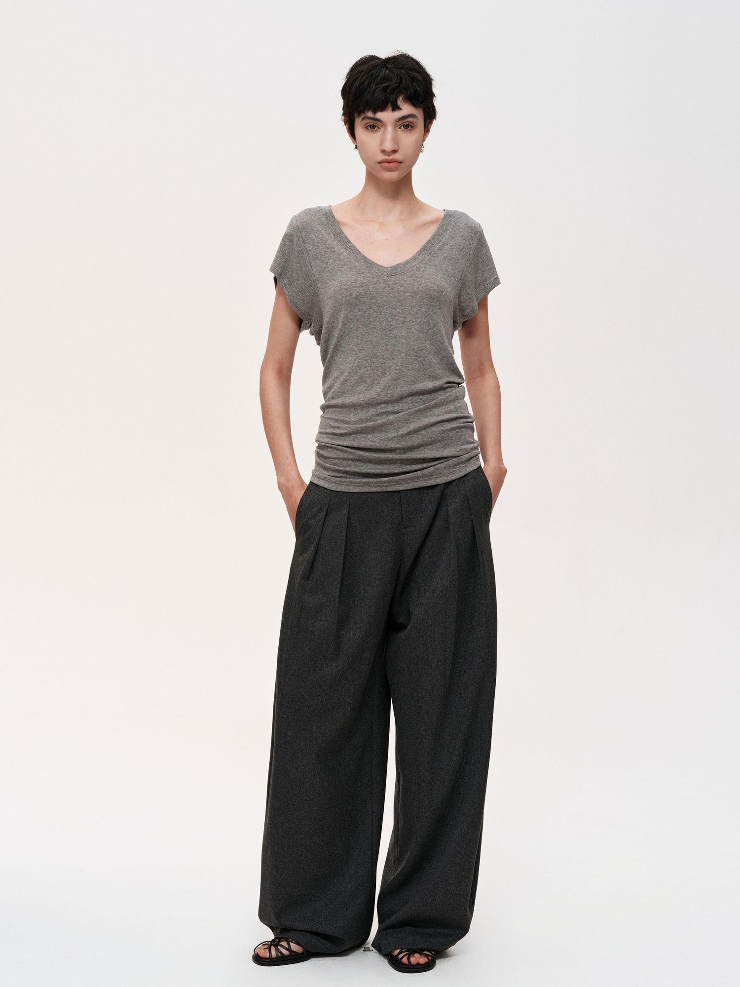 Northbutsouth Pleated Flowy Wide Leg Trousers