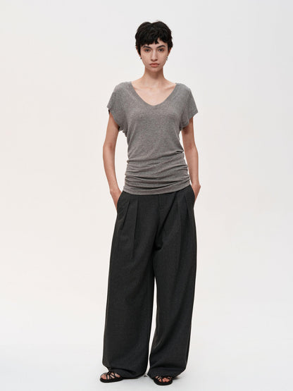 Northbutsouth Pleated Flowy Wide Leg Trousers