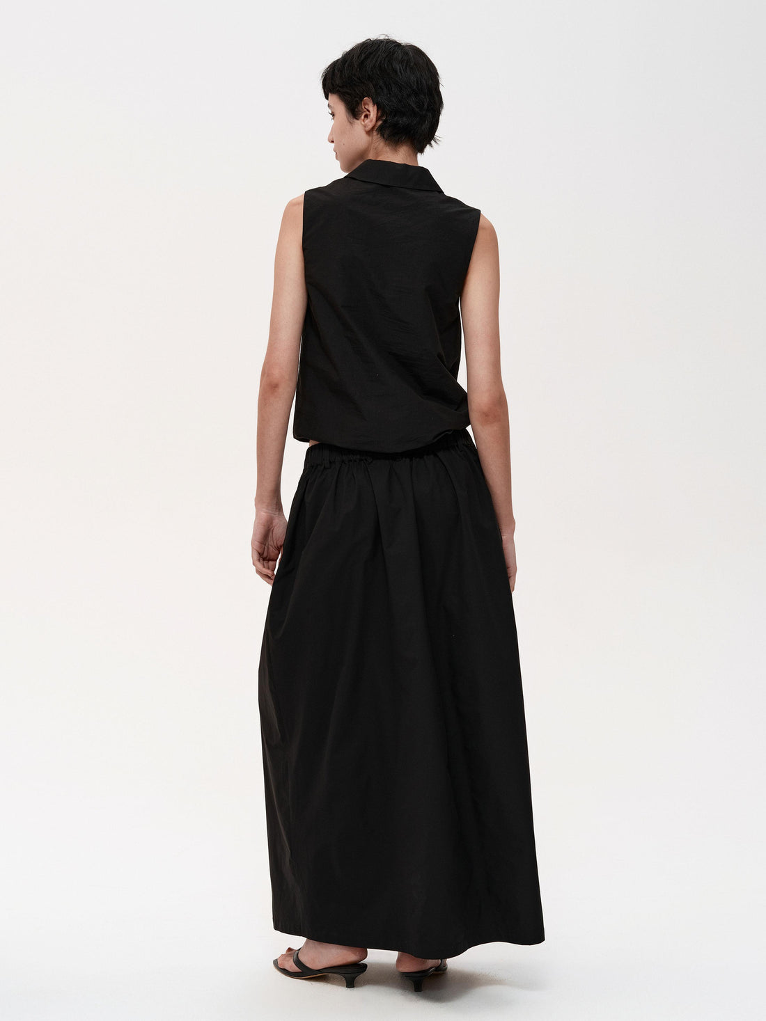 Northbutsouth Pleated Midi Skirt With Adjustable Drawstring Waist