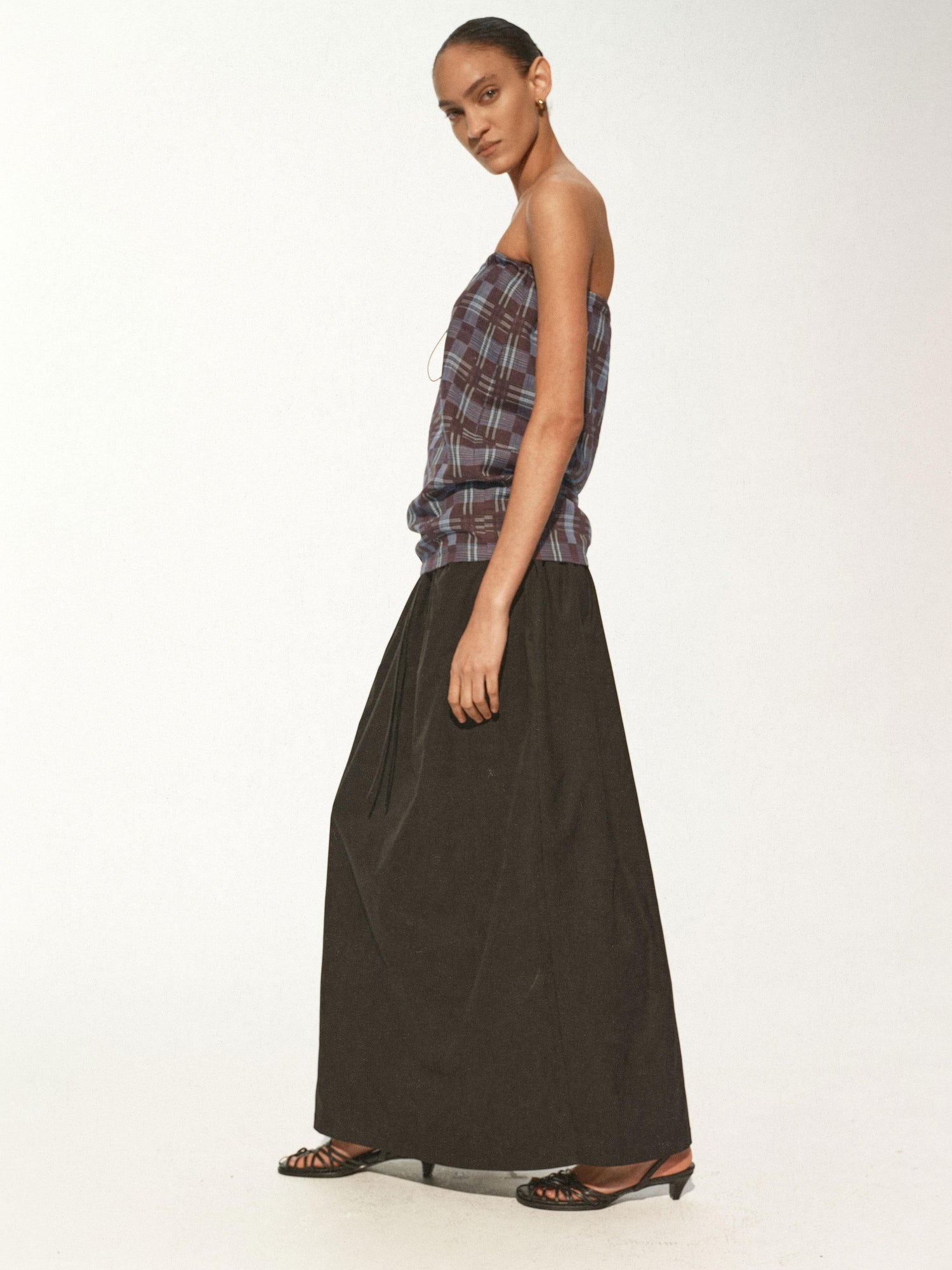 Northbutsouth Pleated Midi Skirt With Adjustable Drawstring Waist
