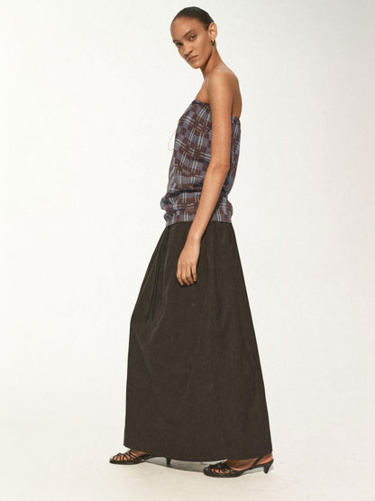 Northbutsouth Pleated Midi Skirt With Adjustable Drawstring Waist
