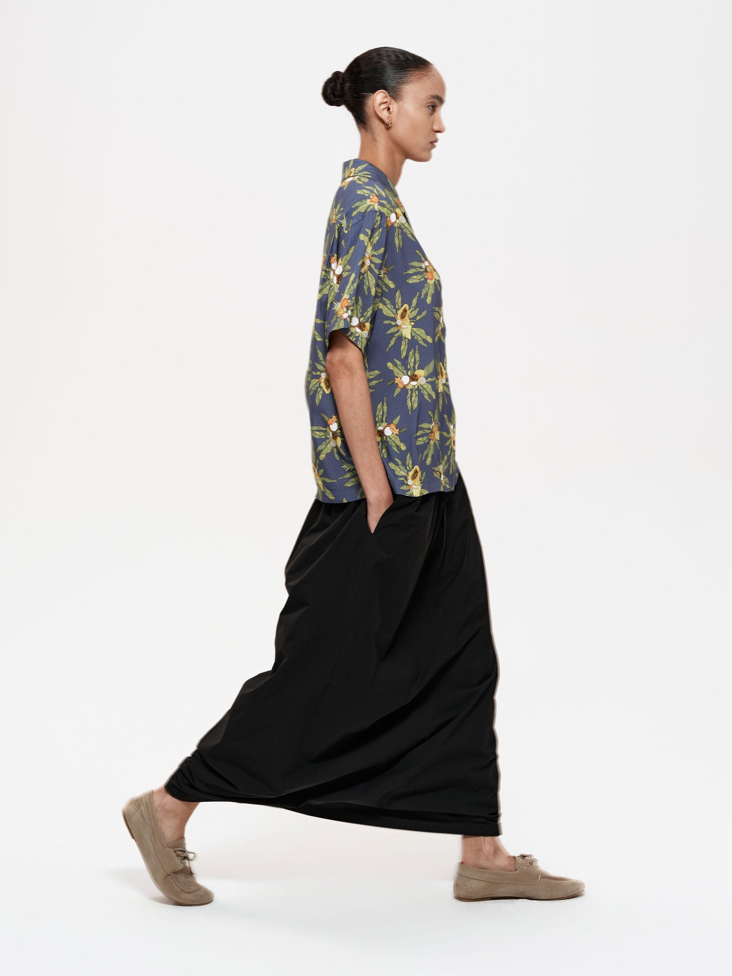 Northbutsouth Pleated Midi Skirt With Adjustable Drawstring Waist