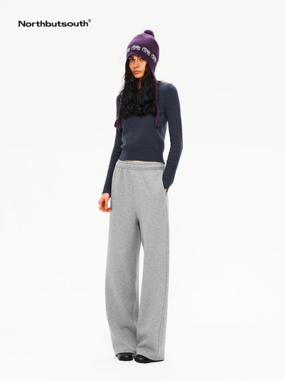 Northbutsouth Plush Thermal Hidden Drawstring Asymmetric Straight Women&