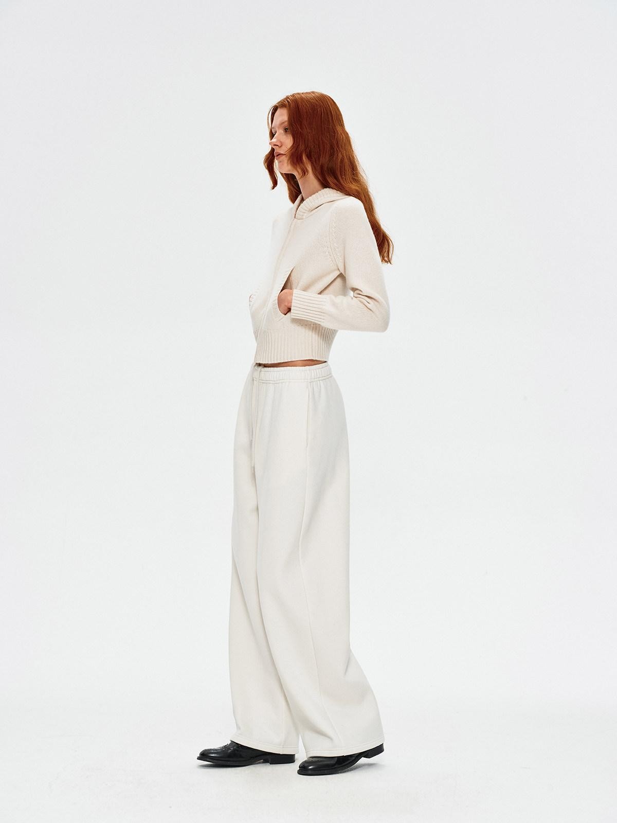 Northbutsouth Plush Thermal Hidden Drawstring Asymmetric Straight Women&