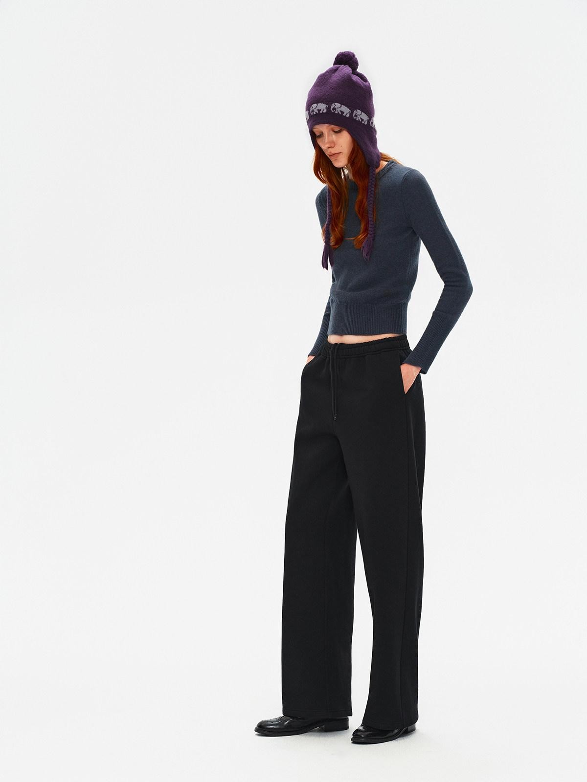 Northbutsouth Plush Thermal Hidden Drawstring Asymmetric Straight Women&
