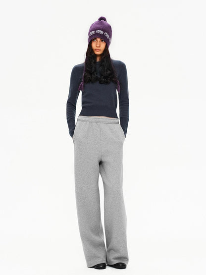 Northbutsouth Plush Thermal Hidden Drawstring Asymmetric Straight Women&
