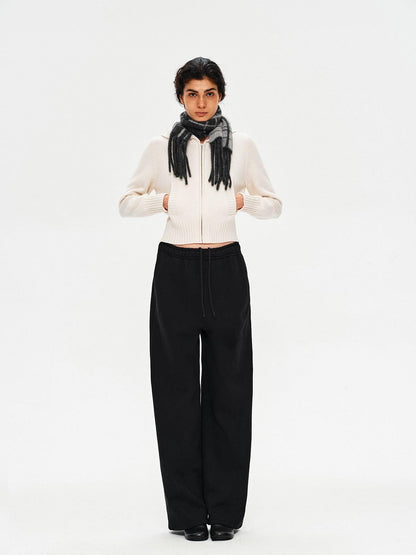 Northbutsouth Plush Thermal Hidden Drawstring Asymmetric Straight Women&