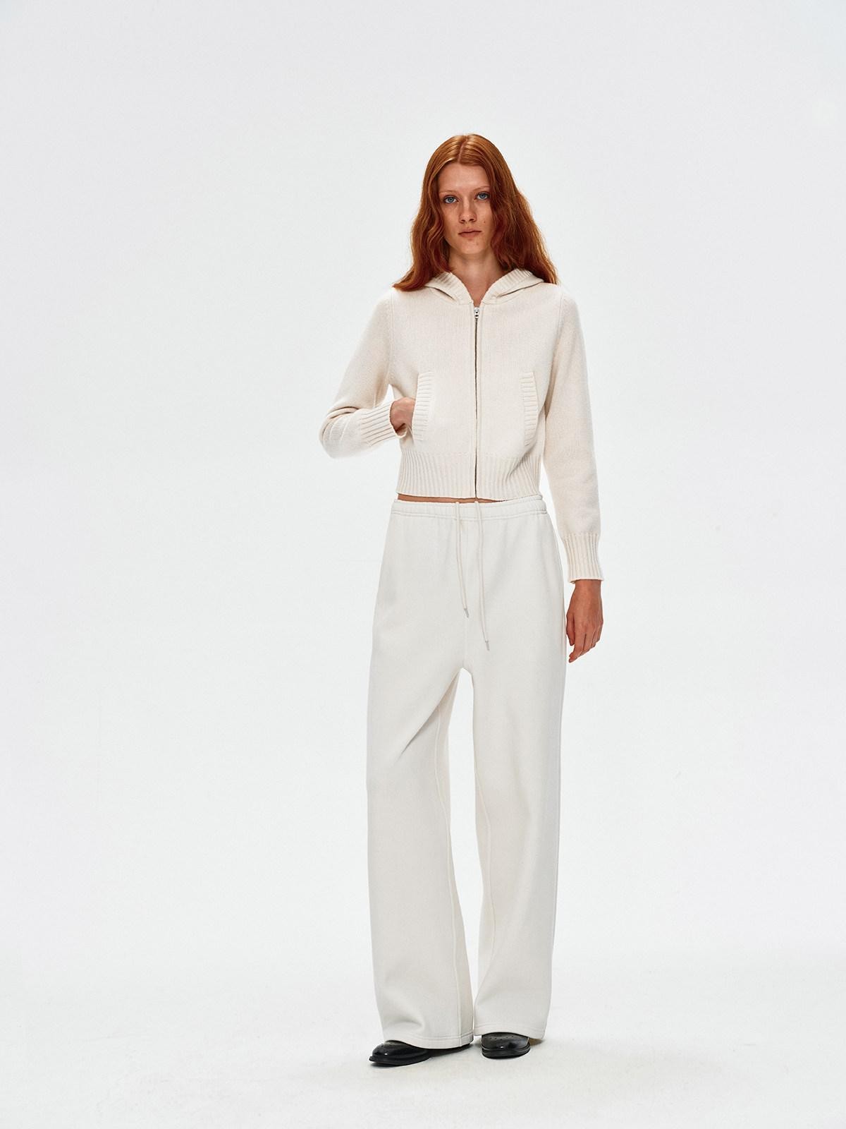 Northbutsouth Plush Thermal Hidden Drawstring Asymmetric Straight Women&