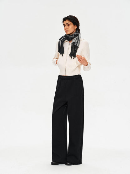 Northbutsouth Plush Thermal Hidden Drawstring Asymmetric Straight Women&