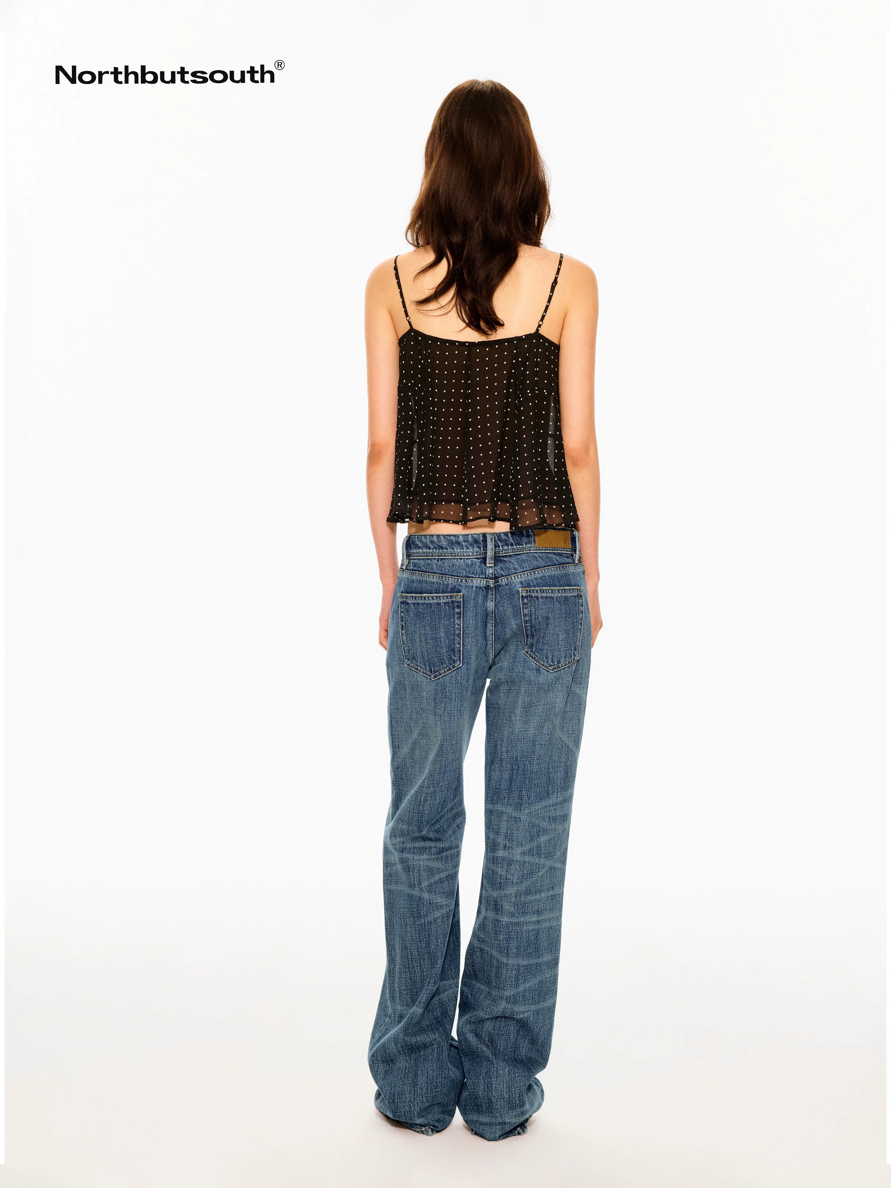 Northbutsouth Polka Dot Ruffle Adjustable Straps Women&