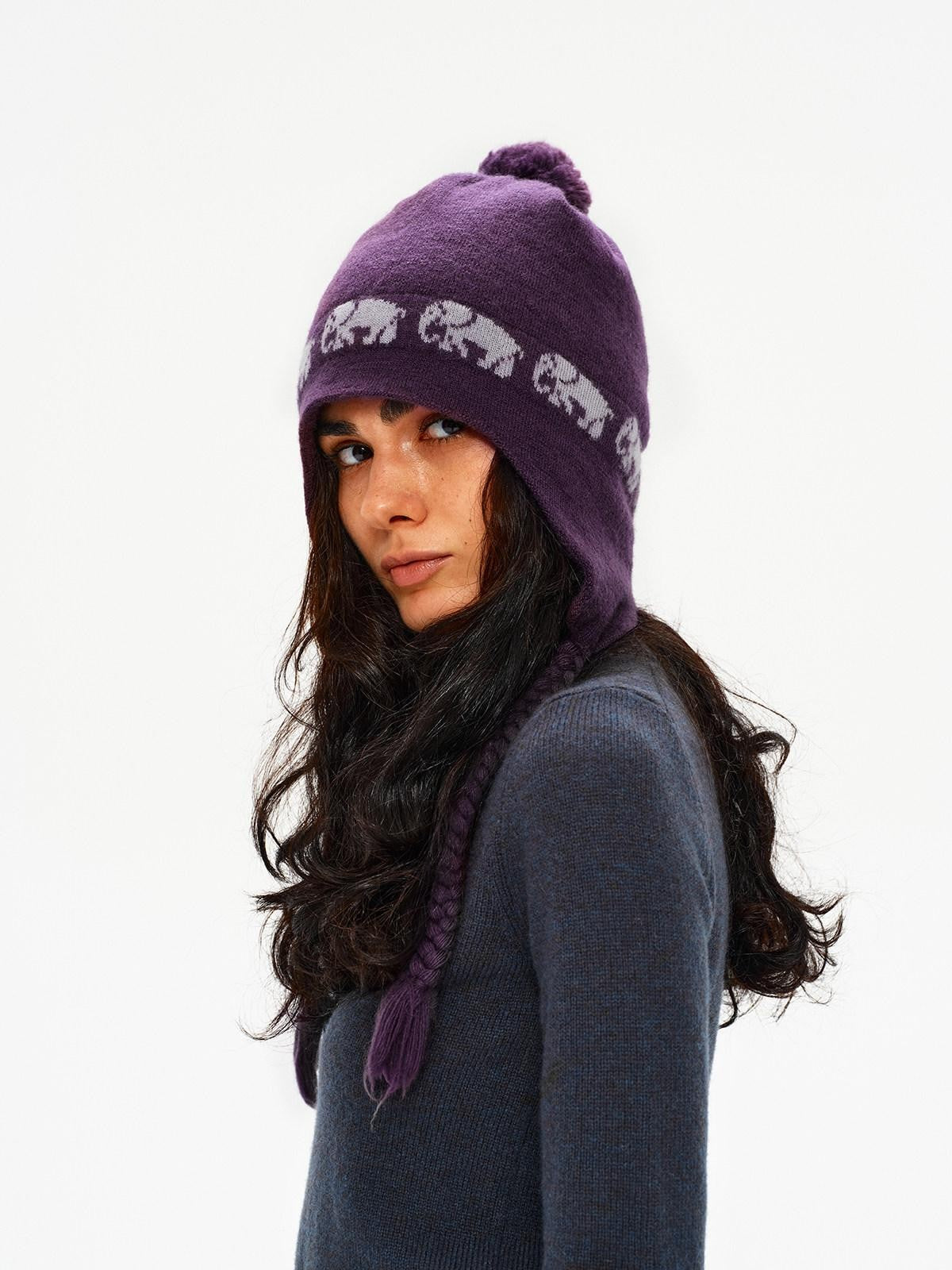 Northbutsouth Pom Pom Fair Isle Elephant Earflap Women&