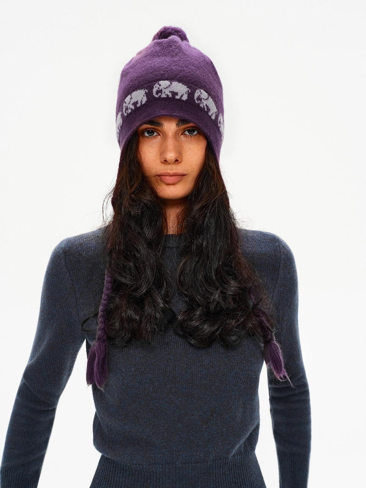 Northbutsouth Pom Pom Fair Isle Elephant Earflap Women&