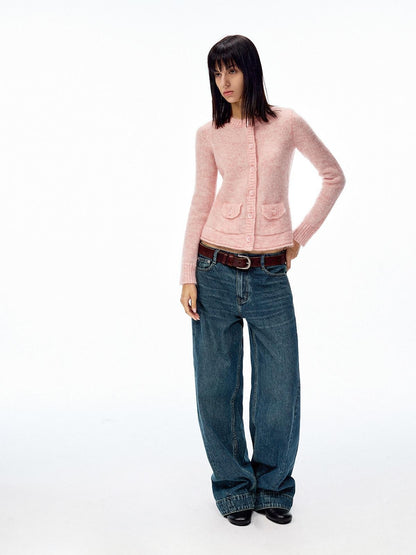 Northbutsouth Prussian Blue Vintage Textured Split Mid Low Waist Women&