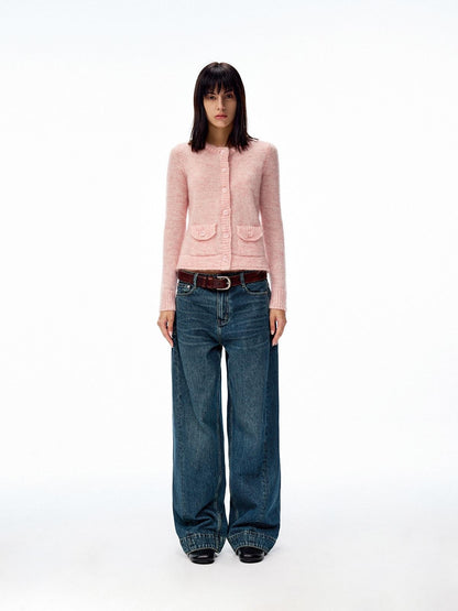 Northbutsouth Prussian Blue Vintage Textured Split Mid Low Waist Women&
