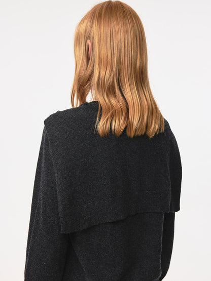 Northbutsouth Pure Wool Two Tone Round Neck Knit Cardigan