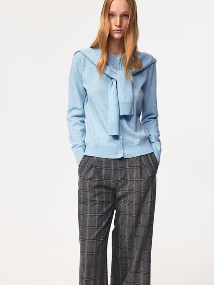 Northbutsouth Pure Wool Two Tone Round Neck Knit Cardigan