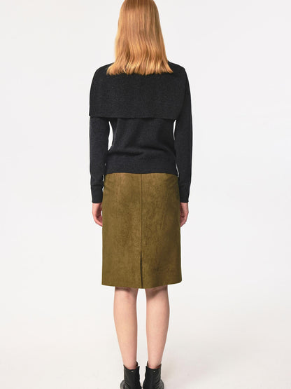 Northbutsouth Pure Wool Two Tone Round Neck Knit Cardigan