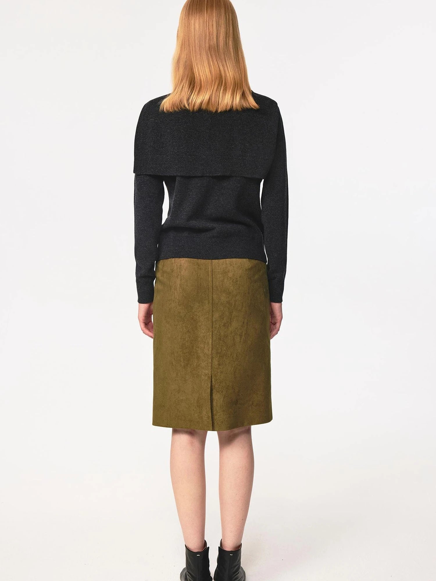 Pure Wool Two Tone Round Neck Knit Cardigan