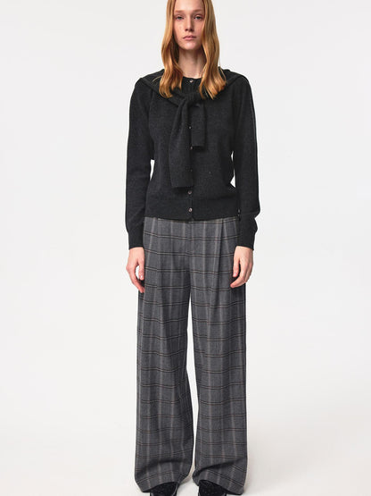 Northbutsouth Pure Wool Two Tone Round Neck Knit Cardigan