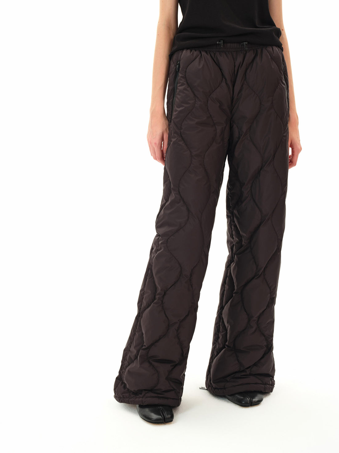 Northbutsouth Quilted Elastic Waist Wide Leg Winter Pants