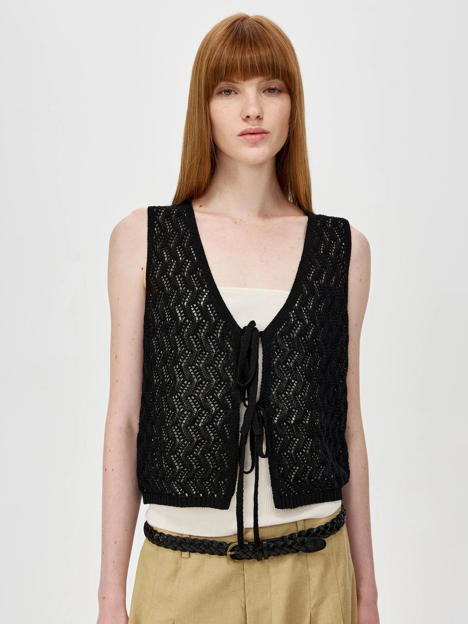 Ramie Lace Knit Layering Vacation Vest