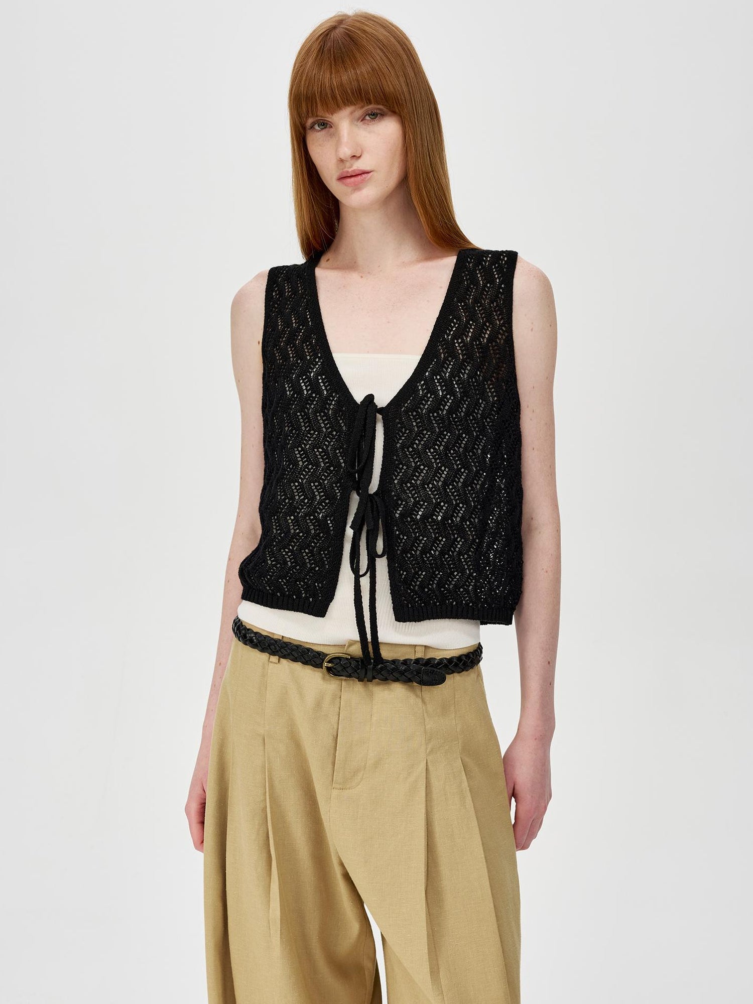 Northbutsouth Ramie Lace Knit Layering Vacation Vest