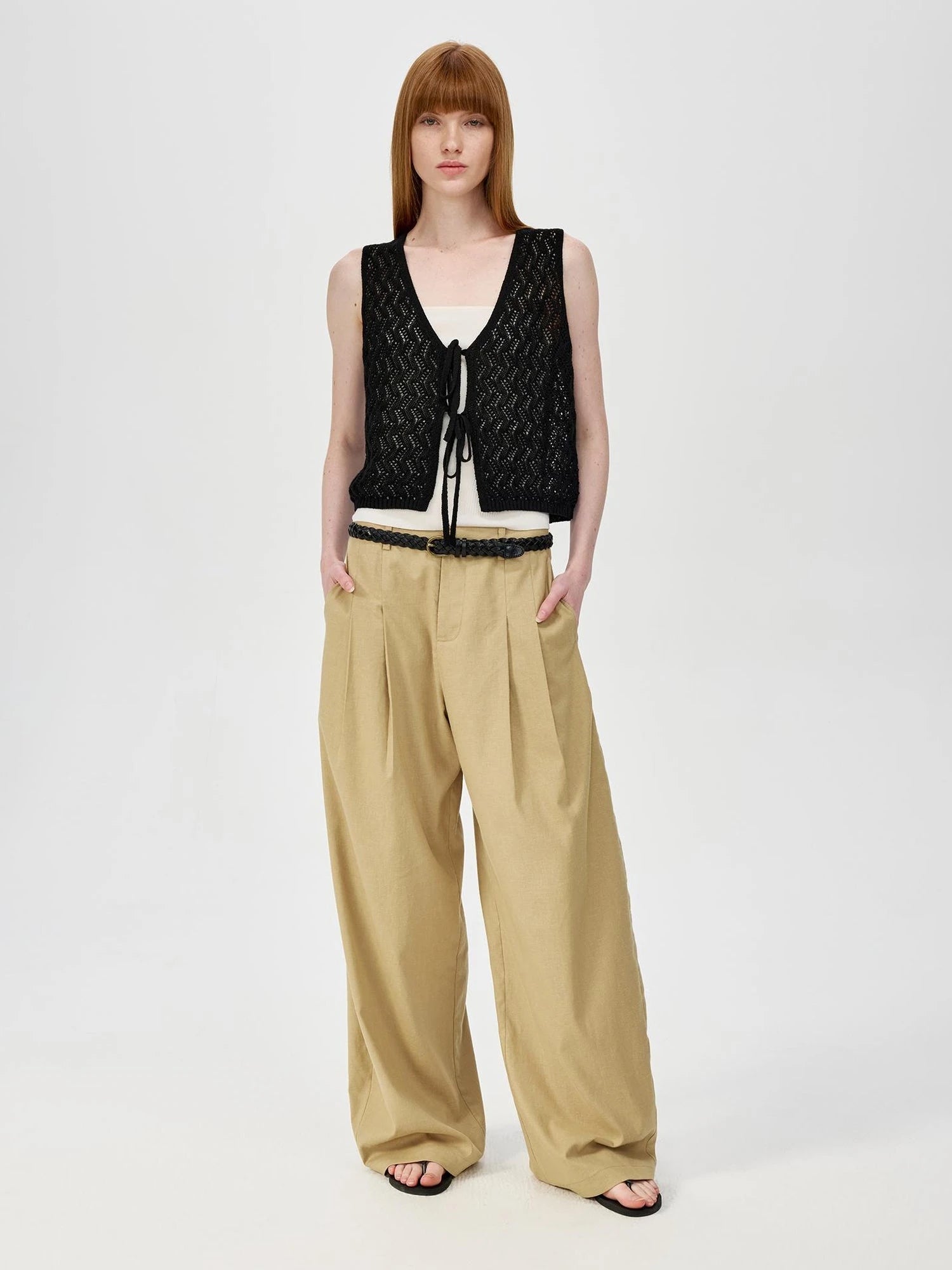 Ramie Lace Knit Layering Vacation Vest